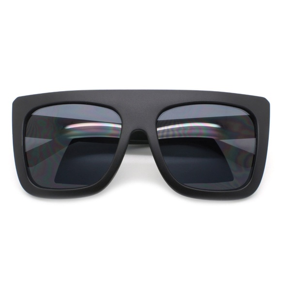 Oversized Designer Square Sunglasses Black Matte - Picture 3 of 4